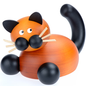 figurine chat en bois peint